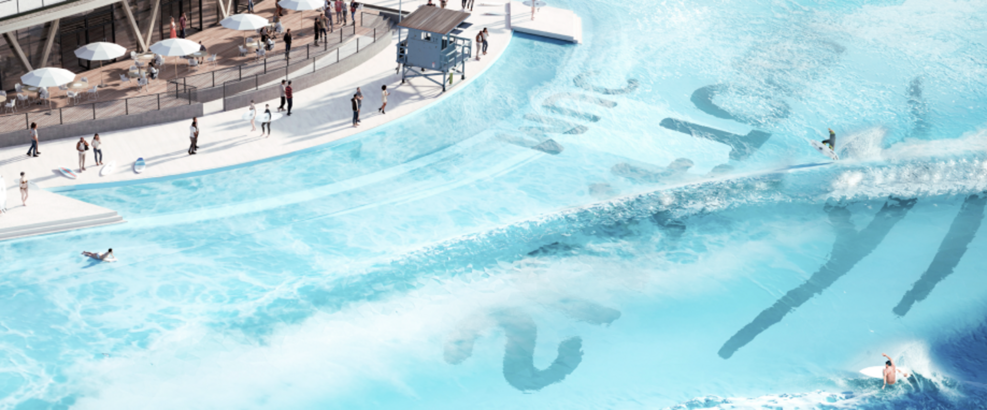 Wave Pool von o2 SURFTOWN MUC aus der Vogelperspektive